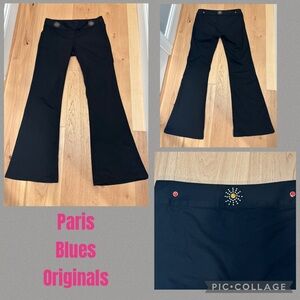 Vintage Y2K Paris Blues low waist black flare pant embellished detail waist 9